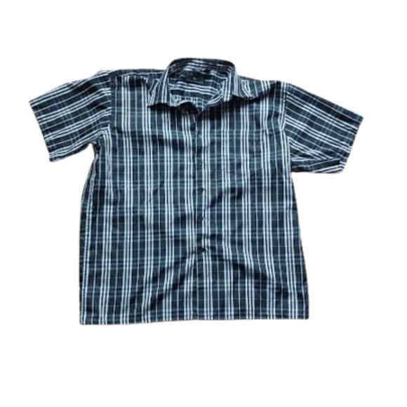 Short Sleeve Black and White Plaid / Checked Men Large - Picture 1 of 3